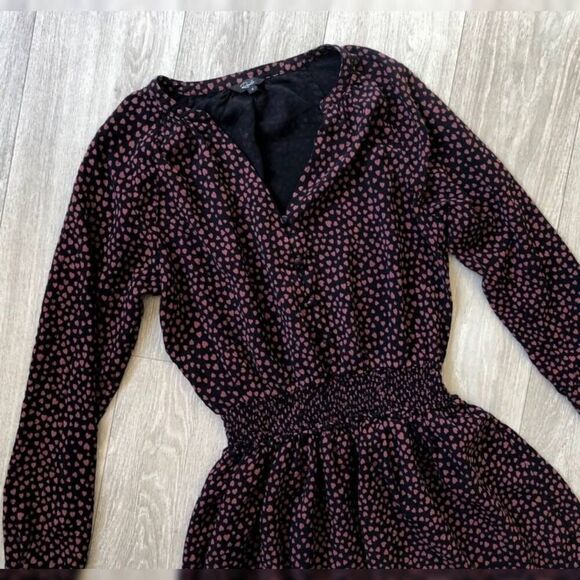 Rails Jasmine Enamoured dress Smocked Waist Black Red Hearts  size S - Picture 7 of 10